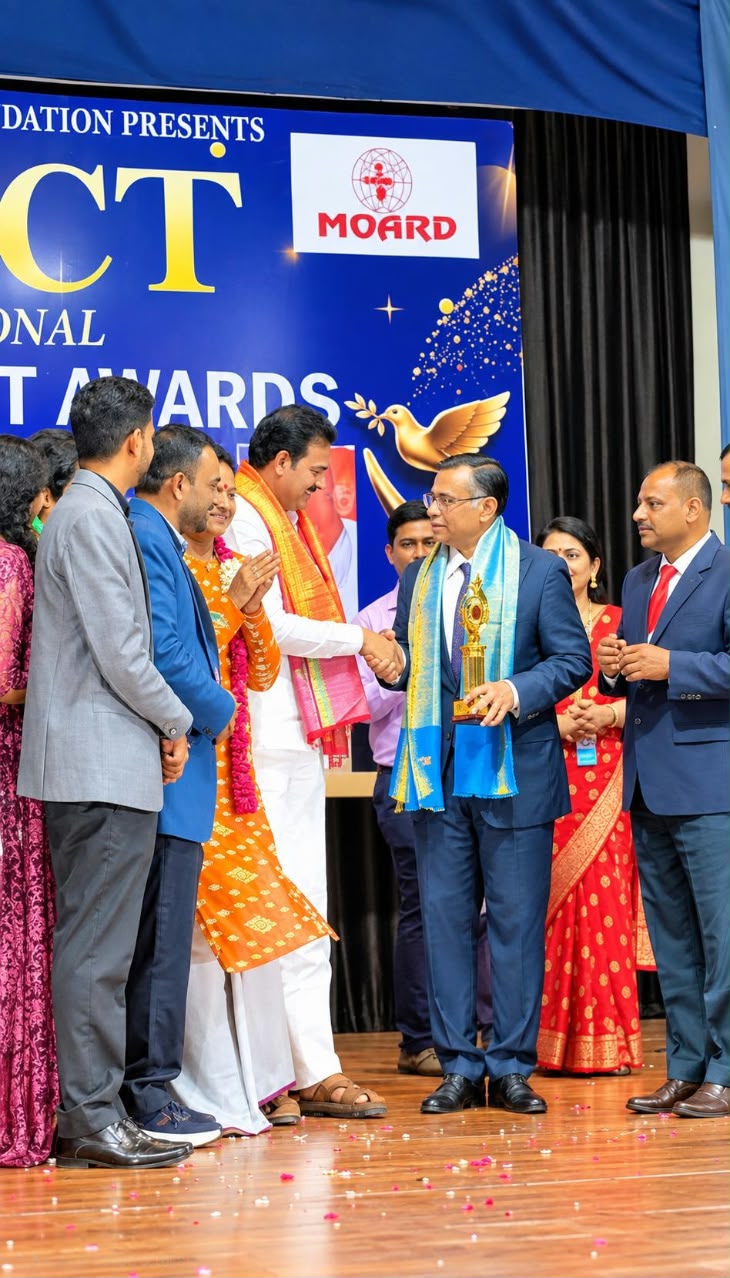 Dignitaries and awardees posing for a photo at the INPACT International Peace & Talent Awards event